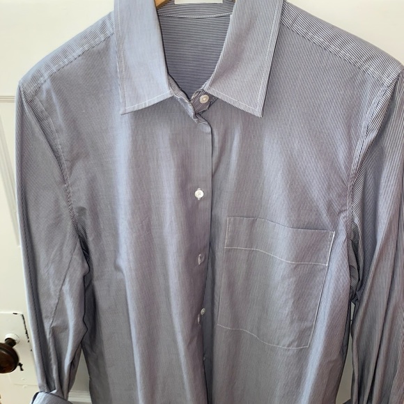 Aritzia Babaton Long Dress Shirt Pinstriped Blouse - Picture 2 of 4